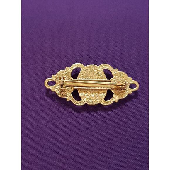 1928 Brand Vintage Style Cameo Brooch Pin Gold Tone Faux Pearls On Card - Picture 4 of 6